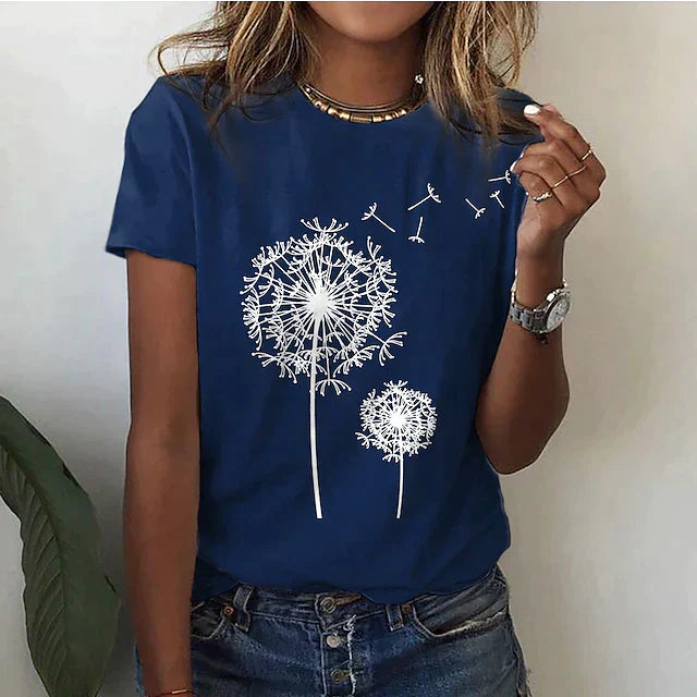 Weiches Damen Sommer T-Shirt mit Rundhalsausschnitt und kurzen Ärmeln