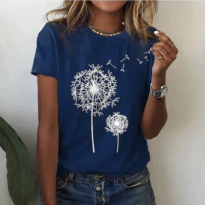Weiches Damen Sommer T-Shirt mit Rundhalsausschnitt und kurzen Ärmeln