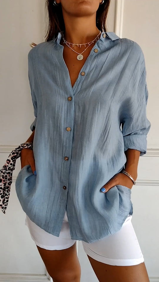 Leichtes Damen Sommer Hemd mit Knopfleiste
