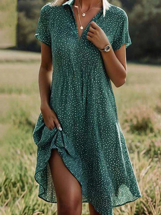 Kurzärmliges Midi Hemdblusenkleid für Damen