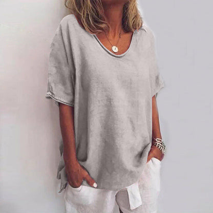 Klassische Damen Kurzarm Bluse mit lockerer Passform