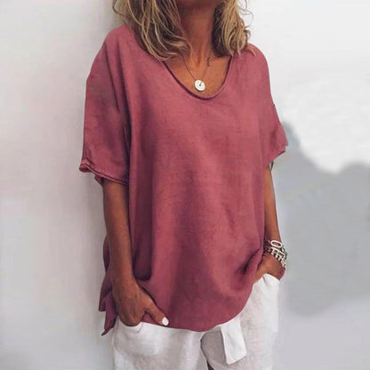 Klassische Damen Kurzarm Bluse mit lockerer Passform