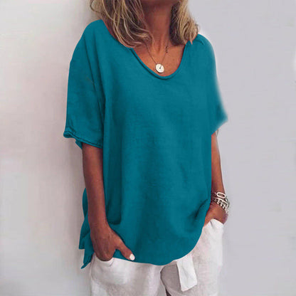 Klassische Damen Kurzarm Bluse mit lockerer Passform