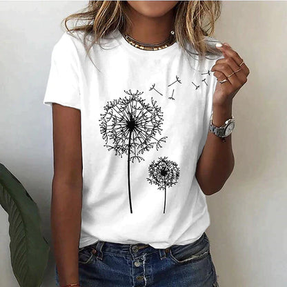 Weiches Damen Sommer T-Shirt mit Rundhalsausschnitt und kurzen Ärmeln