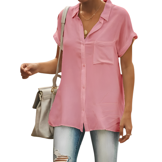 Kurzärmelige Bluse aus Baumwoll-Leinen-Mix –  Clara