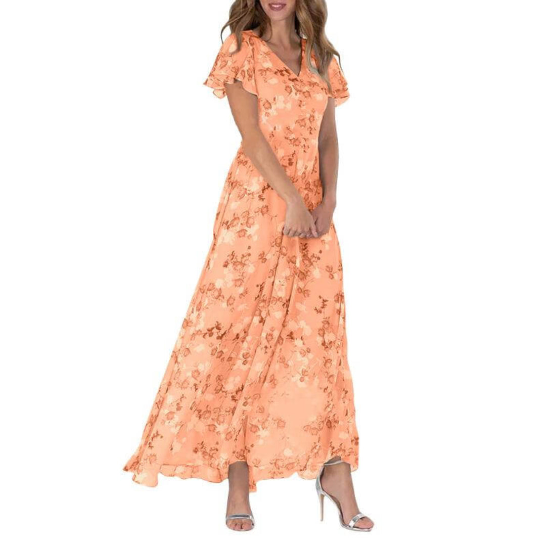 Damen Maxi Sommerkleid mit Blumenmuster – Formell
