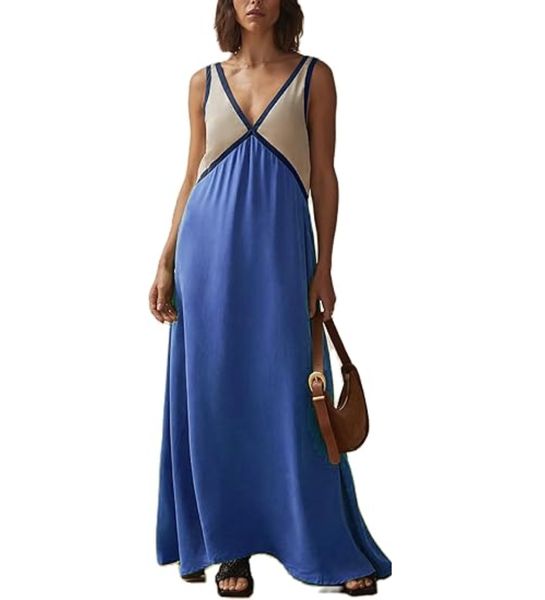 Lässiges Leinenkleid mit V-Ausschnitt – Emma