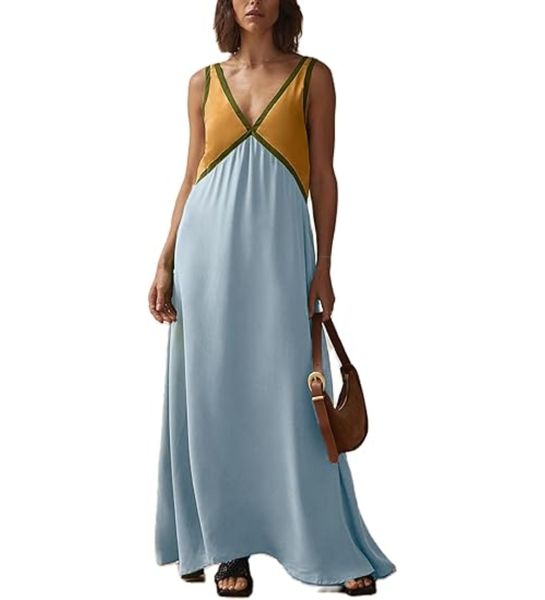 Lässiges Leinenkleid mit V-Ausschnitt – Emma